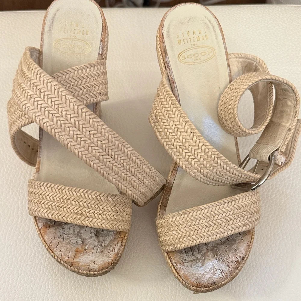 Stuart Weitzman Cream Espadrille Sandals